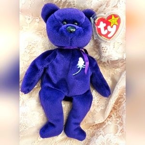 NEW RETIRED 1st Edition Ty Beanie Baby Princess Diana Bear RARE 1997 w/errors.